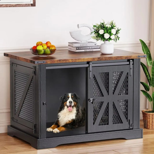 Dogs Crate Furniture, Heavy Duty Large Dogs Crate for Medium Large Dogs, XL Dog Crate Dog Kennel Indoor with Double Doors