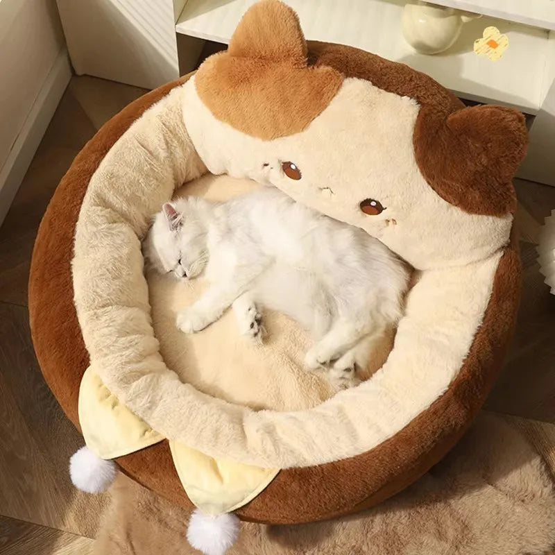 Cats Sofa Dogs Bed round Cat Pad Mattress Winter Warm Deep Sleep Cushion Soft Cat House Dog Nest Pet Accessories