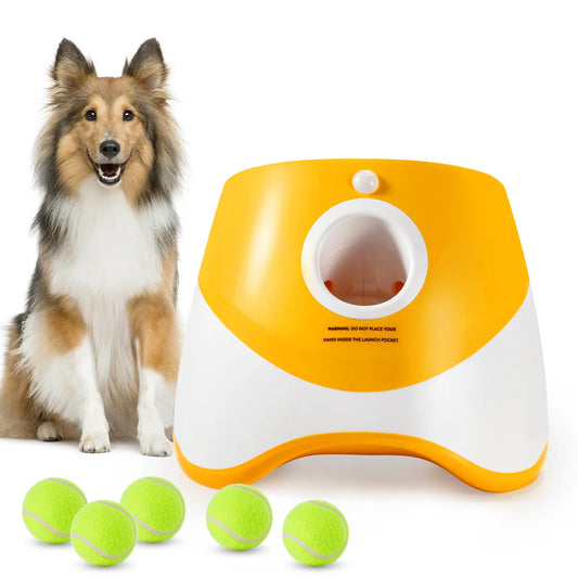 3 Distance Dog Tennis Ball Launcher Dogs Toy Automatic Ball Launcher with 3Tennis Balls for Indoor and Outdoor