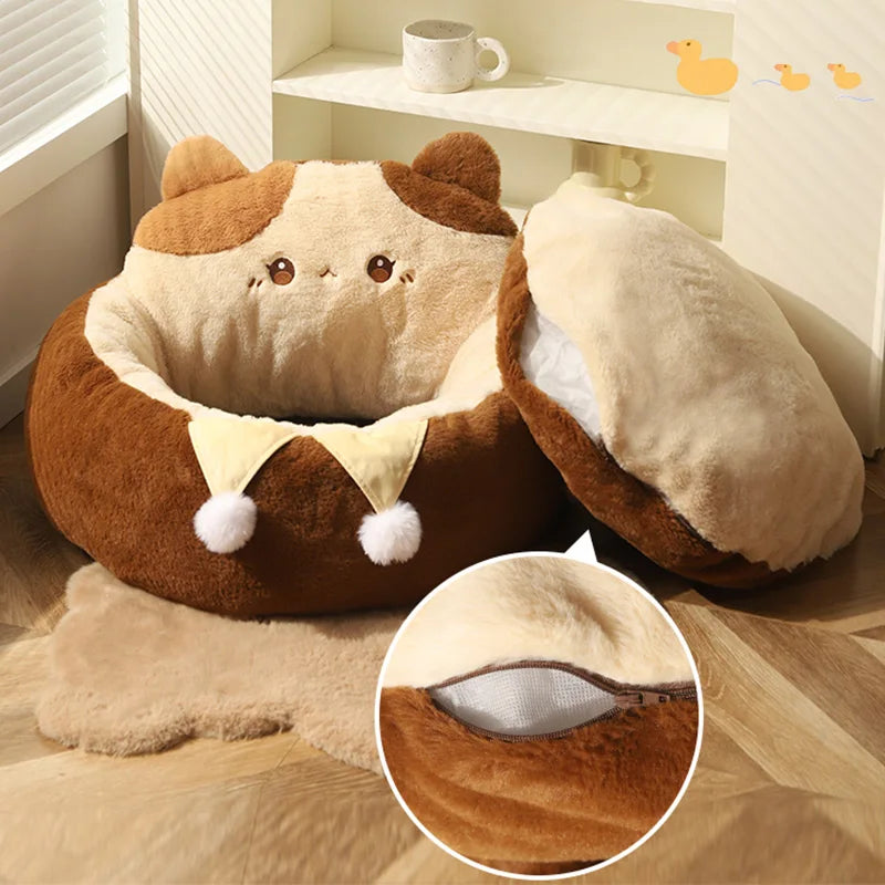 Cats Sofa Dogs Bed round Cat Pad Mattress Winter Warm Deep Sleep Cushion Soft Cat House Dog Nest Pet Accessories