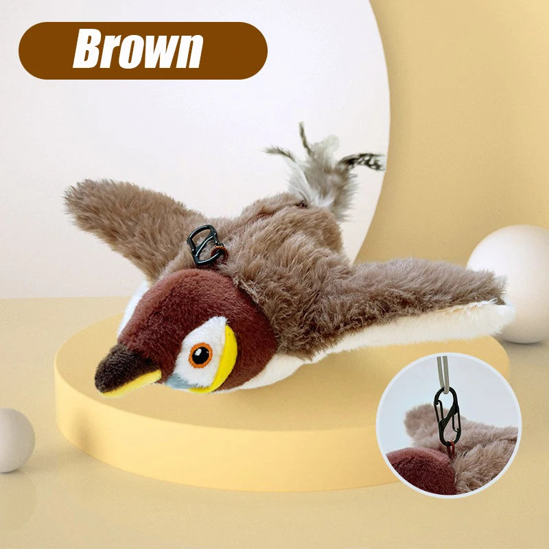 Interactive Cat Toys Rechargeable Chirping Flapping Bird with Catnip Indoor Dogs Cats Touch Activated Squeak Plush Toy for Pet