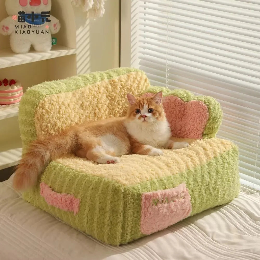 Cat Cake Sofa Nest Winter Warm Cotton Pads Thickened Deep Sleeping Bed for Small Dog Puppy Kitten Pet Supplies