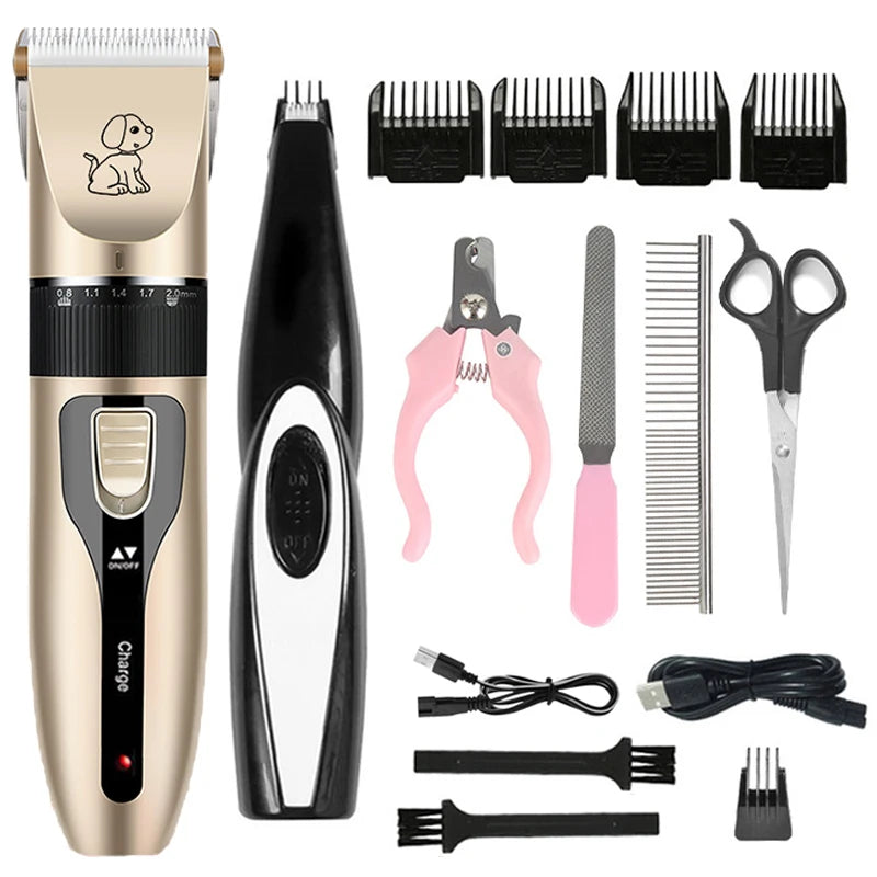 Electric Pet Clipper Grooming Kit for Dogs Reachageable Trimmer Haircut Cat Hair Cutting Remover Professional Machine Set