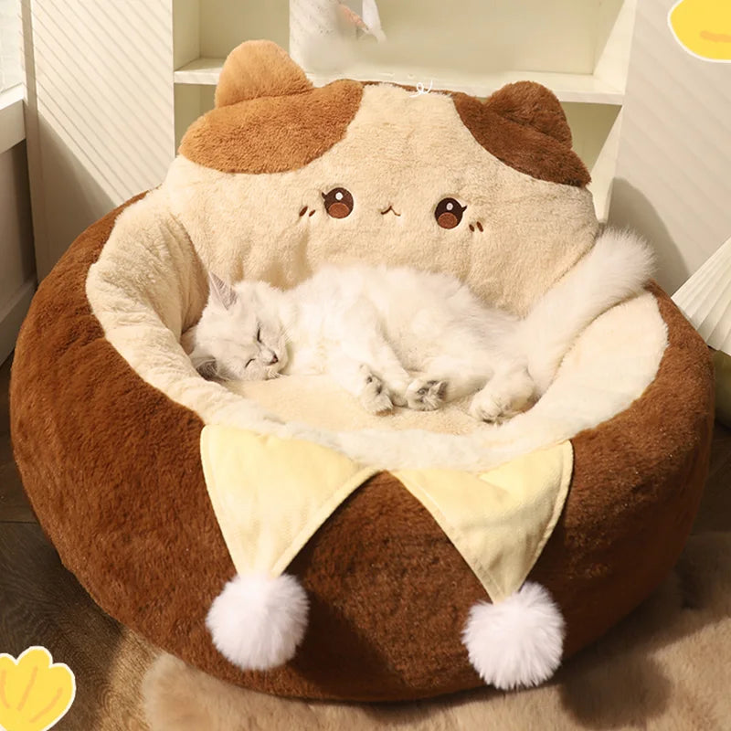 Cats Sofa Dogs Bed round Cat Pad Mattress Winter Warm Deep Sleep Cushion Soft Cat House Dog Nest Pet Accessories