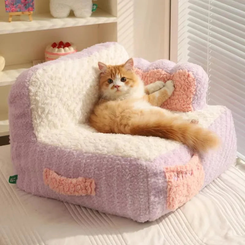 Cat Cake Sofa Nest Winter Warm Cotton Pads Thickened Deep Sleeping Bed for Small Dog Puppy Kitten Pet Supplies