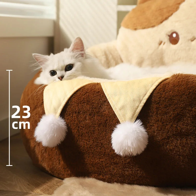 Cats Sofa Dogs Bed round Cat Pad Mattress Winter Warm Deep Sleep Cushion Soft Cat House Dog Nest Pet Accessories