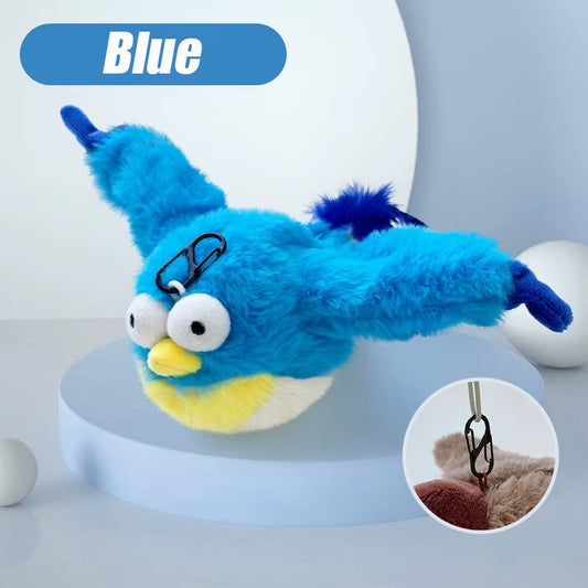 Interactive Cat Toys Rechargeable Chirping Flapping Bird with Catnip Indoor Dogs Cats Touch Activated Squeak Plush Toy for Pet